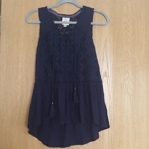 Knox Rose Lace-up Hippie Boho Top